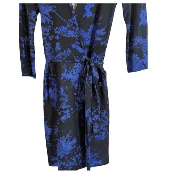 DVF Diane Von Furstenberg Valerie Wrap Dress 6 Small Blue Black Wool Silk Cotton - Picture 16 of 16